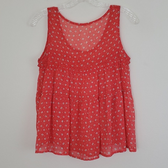 Soprano Orange Print Sleeveless Peasant Top S - Picture 6 of 7